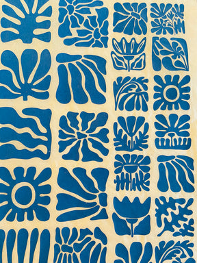 Wood Block Flowers - Underglaze Transfer Sheet - You Choose Color