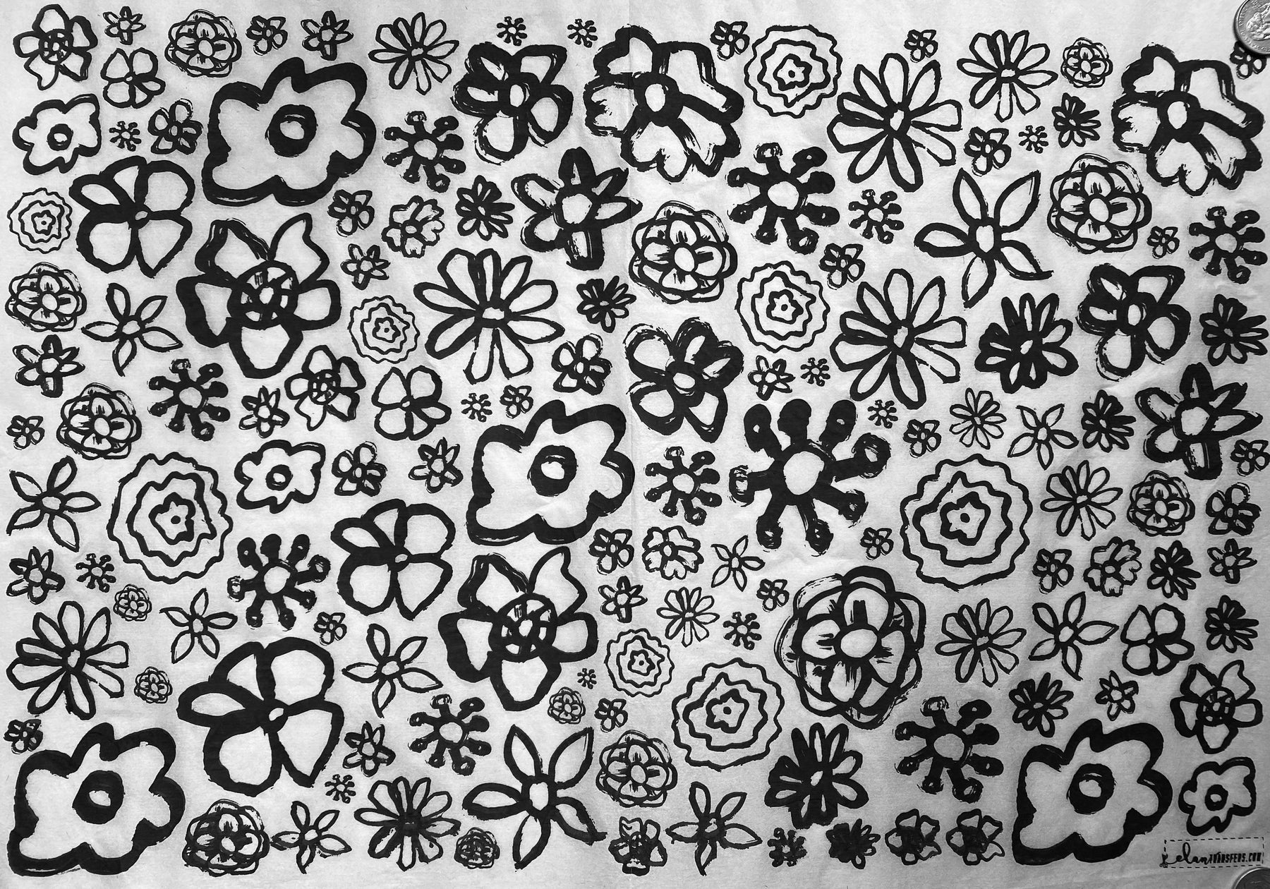 Ink Flower - Underglaze Transfer Sheet - You Choose Color