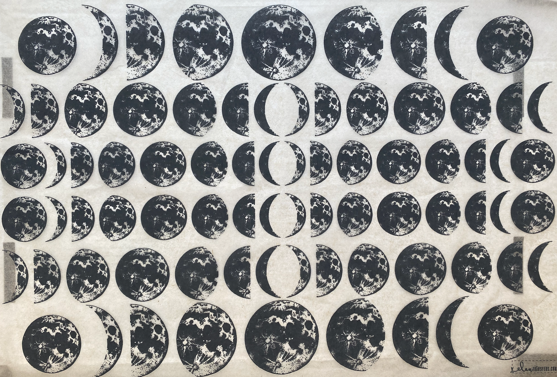 Moon Phases - Underglaze Transfer Sheet - You Choose Color