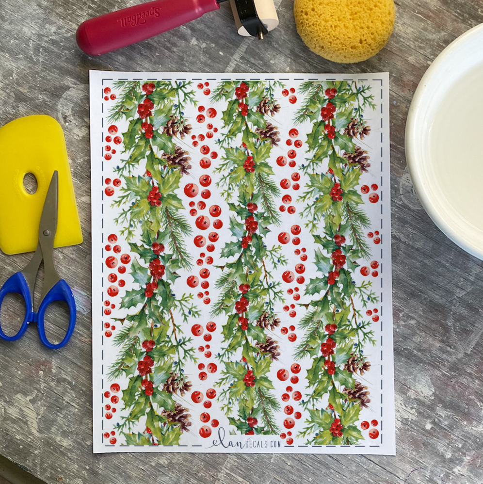 Holly Boughs - Overglaze Decal Sheet