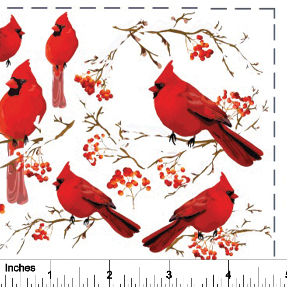 Cardinals in Snow - Overglaze Decal Sheet