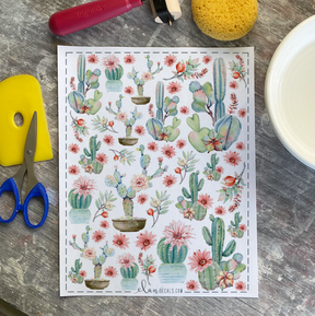 Cactus Flower - Overglaze Decal Sheet