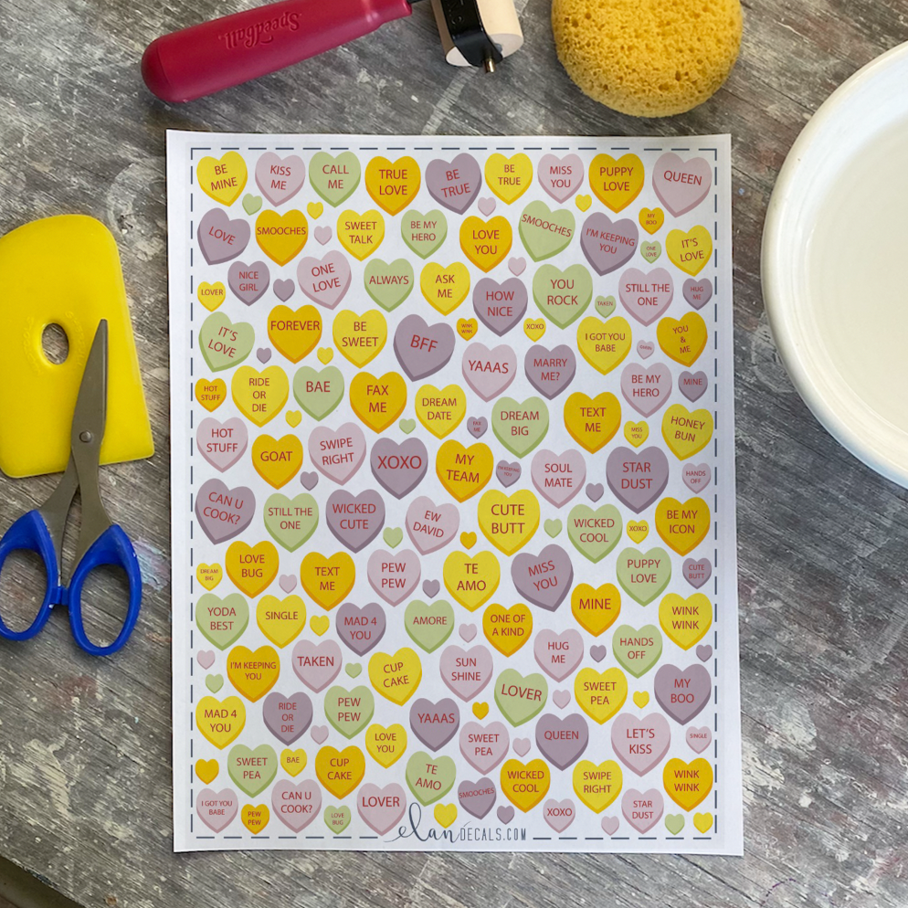 Conversation Hearts - Overglaze Decal Sheet