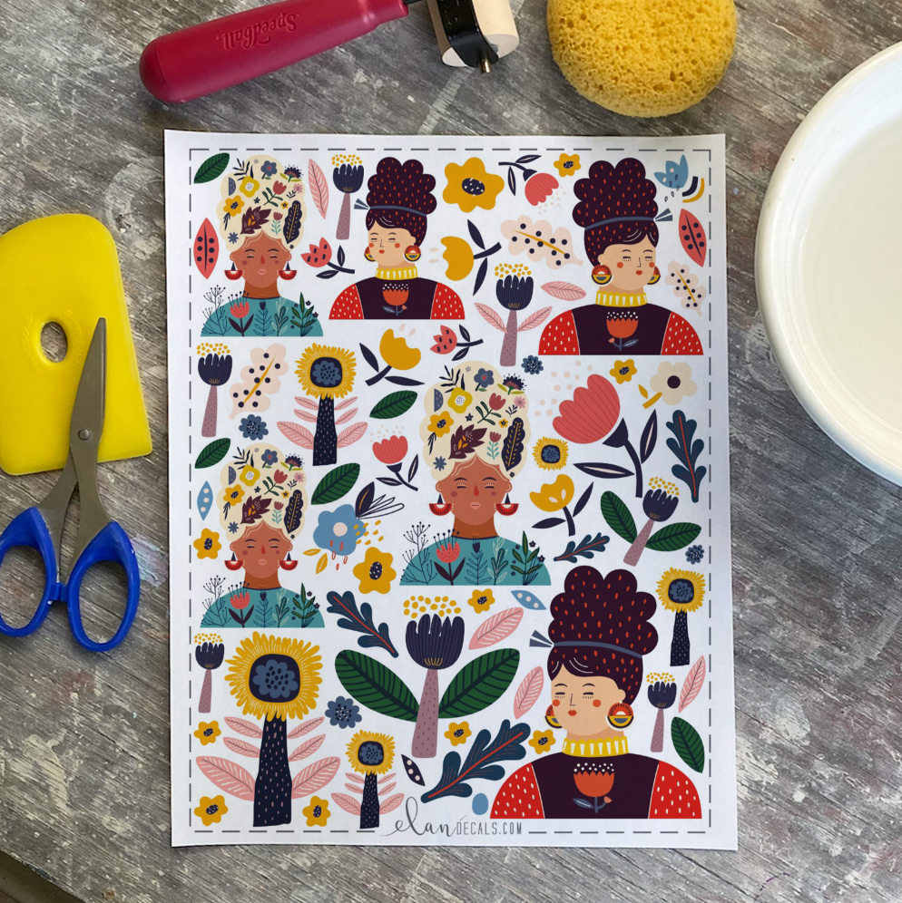 Folk Women - Overglaze Decal Sheet