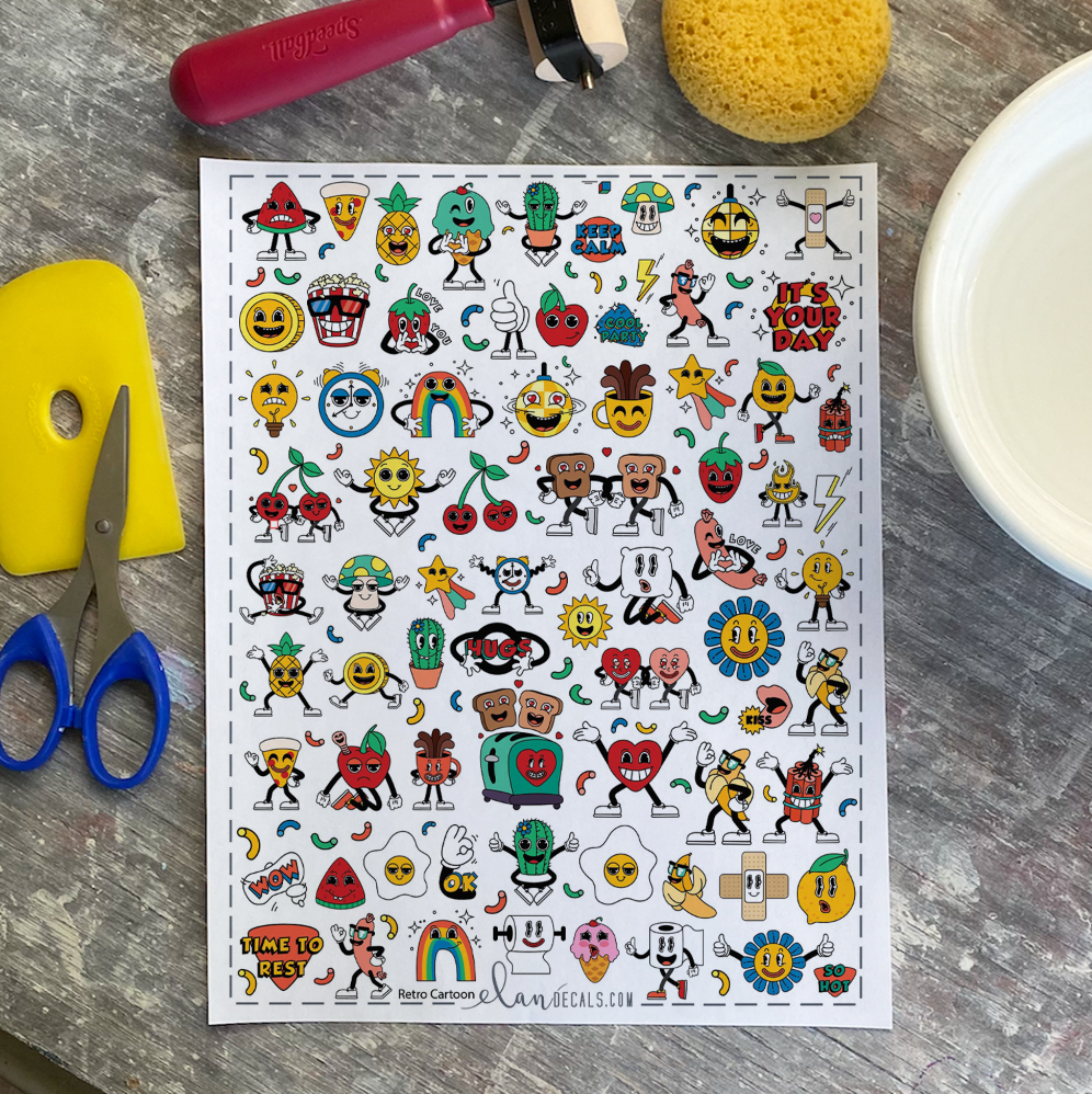 Retro Cartoons - Overglaze Decal Sheet