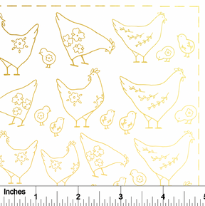 Chickens - 24K GOLD - Overglaze Decal Sheet