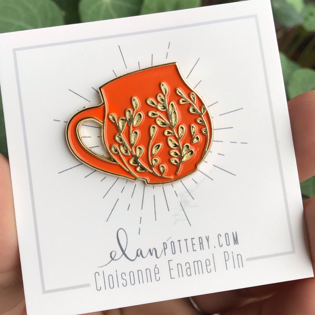 Tree Carved Mug Enamel Pin (you choose color)