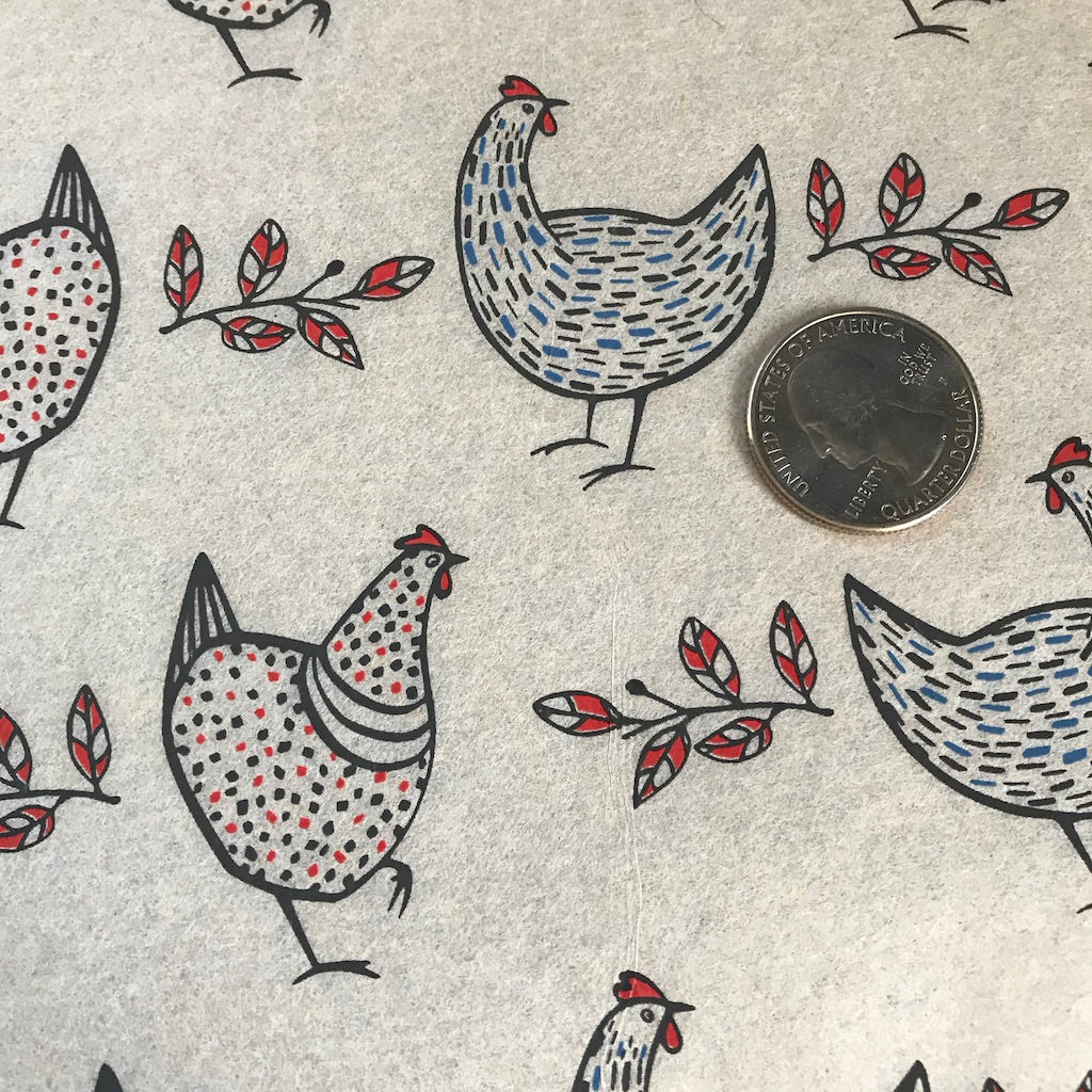 Chickens - Underglaze Transfer Sheet - black/red/blue