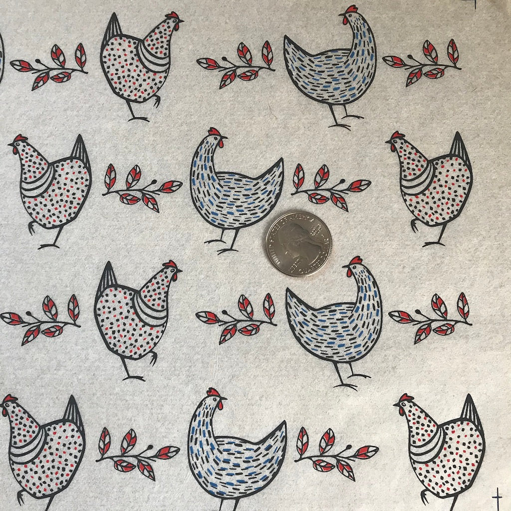 Chickens - Underglaze Transfer Sheet - black/red/blue