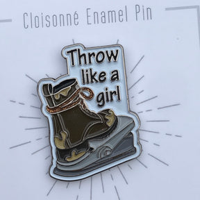 Throw Like A Girl - Glitter Enamel Pin